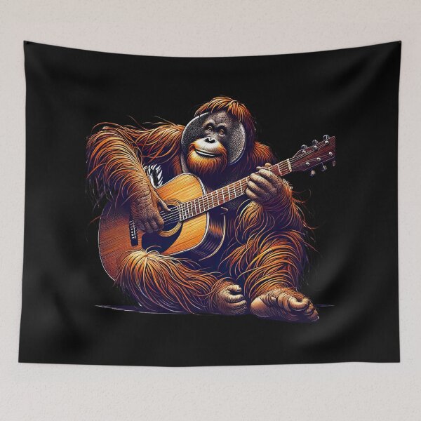 Item preview, Ape Strings Attached, Orangutan Playing Gitar designed and sold by Tiszert.