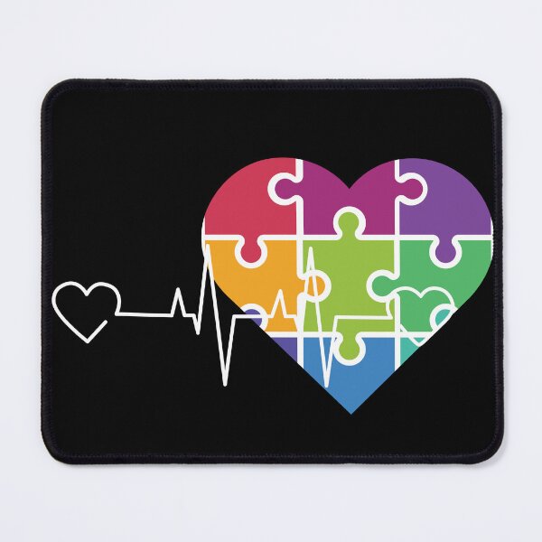 Item preview, Autism Awareness Heart Puzzle with Heartbeat Line – Colorful Love Design designed and sold by chanshoping.