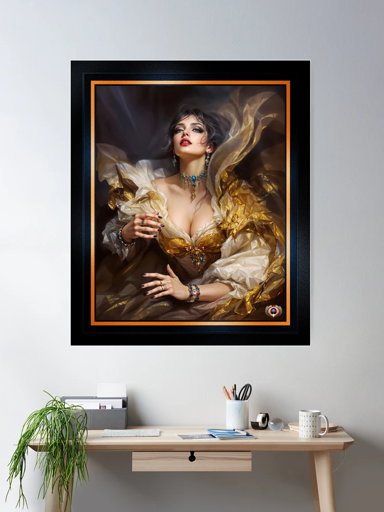 An Opulent Golden Symphony, Of Marceline Alarice Emerging From Shadow Mesmerizing AI Concept Art by Xzendor7 Room Decor Poster Art Print