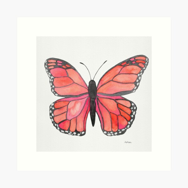 Monarch Butterfly - Red Art Print