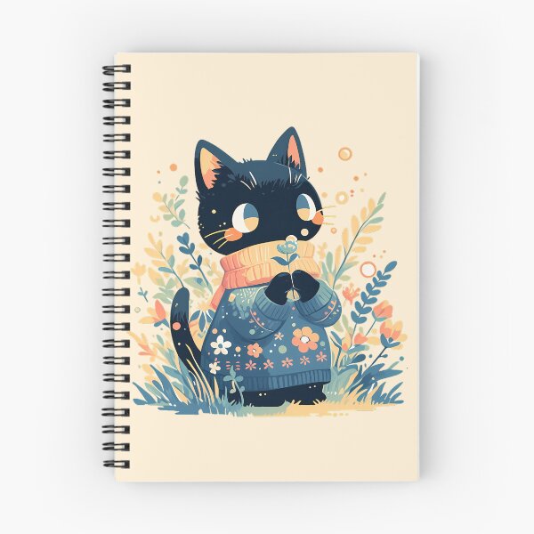 Item preview, Black cat in blue jumper in spring designed and sold by WoollenLlama.