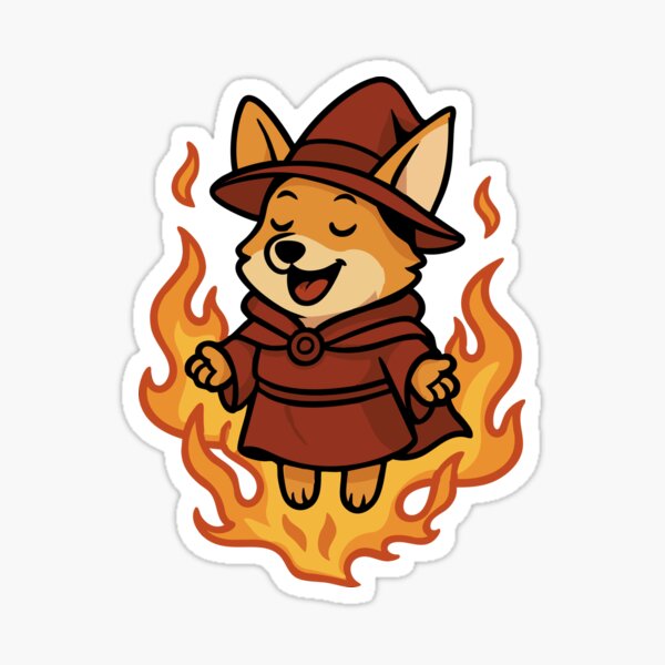 Item preview, Flame Caster Corgi – Fire Mage designed and sold by BarkandStick.