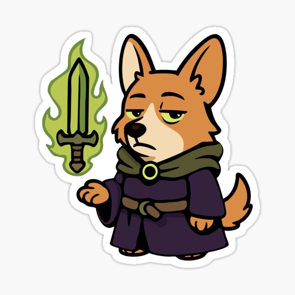 Vista previa del artículo con la obra «Corgi de Hoja Maleficial – Brujo de Hoja Arcana», diseñado y vendido por BarkandStick.