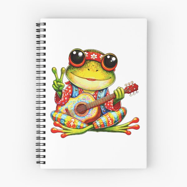 Item preview, Groovy Hippie Frog Playing Guitar – Psychedelic 70s Cartoon Animal Design designed and sold by elisarasada.