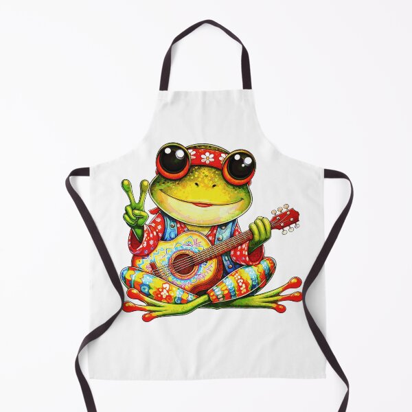 Item preview, Groovy Hippie Frog Playing Guitar – Psychedelic 70s Cartoon Animal Design designed and sold by elisarasada.