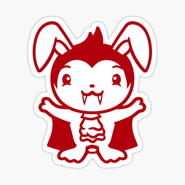 Aperçu de l'œuvre Costume d'Halloween de lapin vampire aux dents longues et pointues créée et vendue par shirt-o-mat.