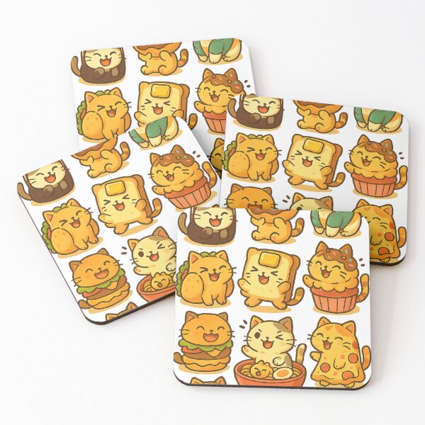 Item preview, Happy Food Kawaii Cats – Cute Snack Cat Parade designed and sold by RK - Shop.