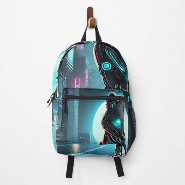 Item preview, Futuristic Robotic Wolf | Neon Cyberpunk City Art designed and sold by buzzprints1234.