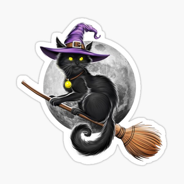 Item preview, Cat Witch Riding Broom designed and sold by underheaven.