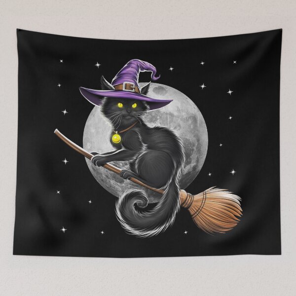 Item preview, Cat Witch Riding Broom designed and sold by underheaven.