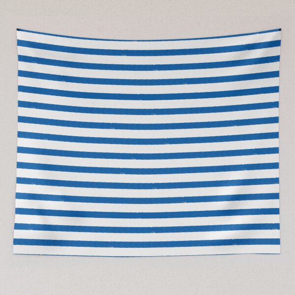 Item preview, Nautical Royal Blue and White Textured Horizontal Stripes designed and sold by GenAumonier.