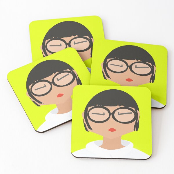 Item preview, Portrait of a brunette girl with a bob cut and large oval glasses designed and sold by ROCIODRAMATICA.