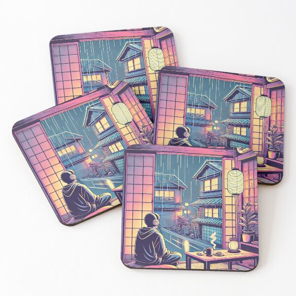 Item preview, Vista de tatami lluvioso – Interior vaporwave relajante y lo-fi designed and sold by DreamCraze.