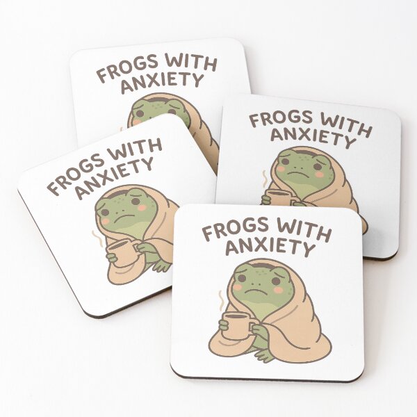 Item preview, Frogs With Anxiety – Cozy Frog Mental Health Meme designed and sold by KazyWeeb.