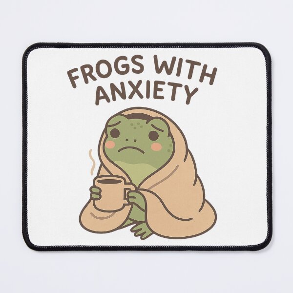 Item preview, Frogs With Anxiety – Cozy Frog Mental Health Meme designed and sold by KazyWeeb.