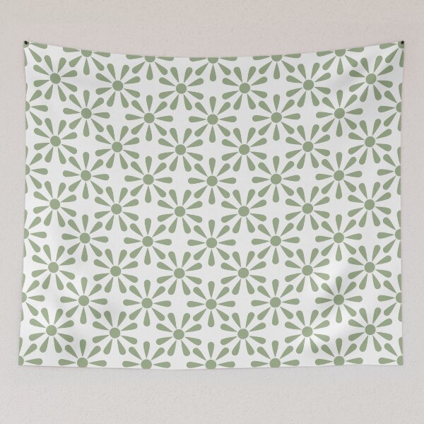 Item preview, Soft Sage Green and White Daisy Floral Polka Dot designed and sold by GenAumonier.