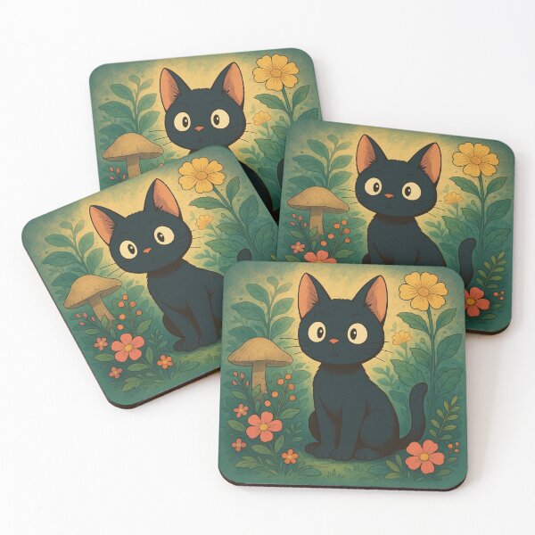 Item preview, Ghibli-Inspired Black Kitten in Forest designed and sold by Dabbox.