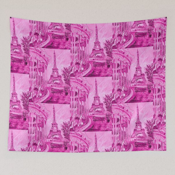 Item preview, Pink Carousel Eiffel Tower – Pink in Paris Oil Painting designed and sold by larrypnts.