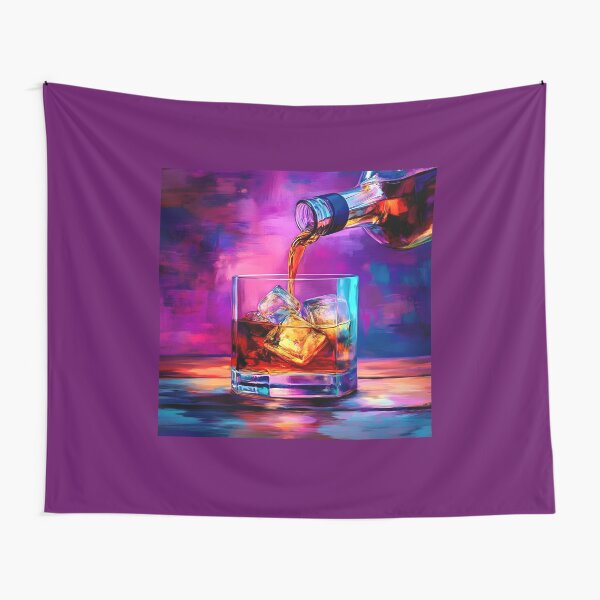 Item preview, Pour the Spirit - Whiskey and Ice Against a Rich Colorful Dynamic Swirl of Colors in Abstract Expressionism AI Art designed and sold by OlfactoART Studio.