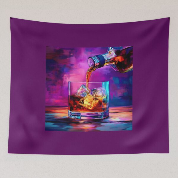 Item preview, Pour the Spirit - Whiskey and Ice Against a Rich Colorful Dynamic Swirl of Colors in Abstract Expressionism AI Art designed and sold by OlfactoART Studio.