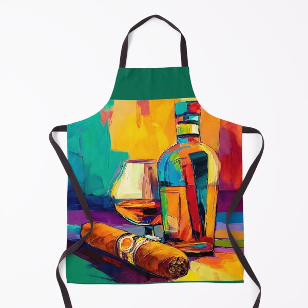 Item preview, Unwind in Style with a Colorful Pour and a Cuban Bold Cigar on a Vibrant Abstract Table Digital AI Generated Art designed and sold by OlfactoART Studio.