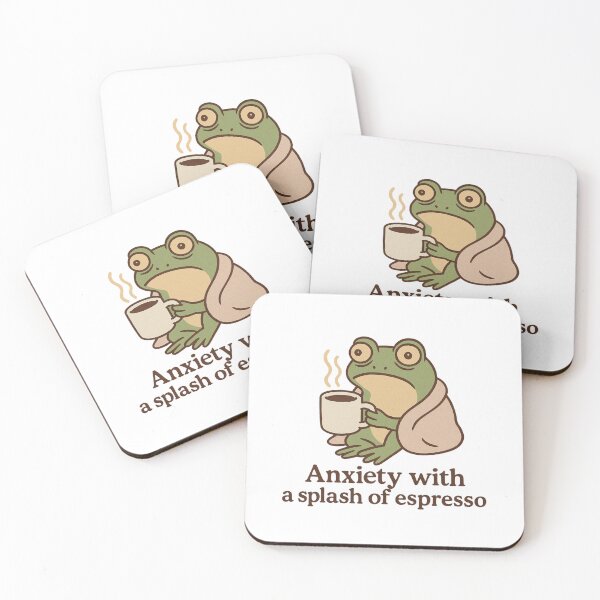 Item preview, Caffeine & Anxiety Frog – “Anxiety with a Splash of Espresso” designed and sold by KazyWeeb.