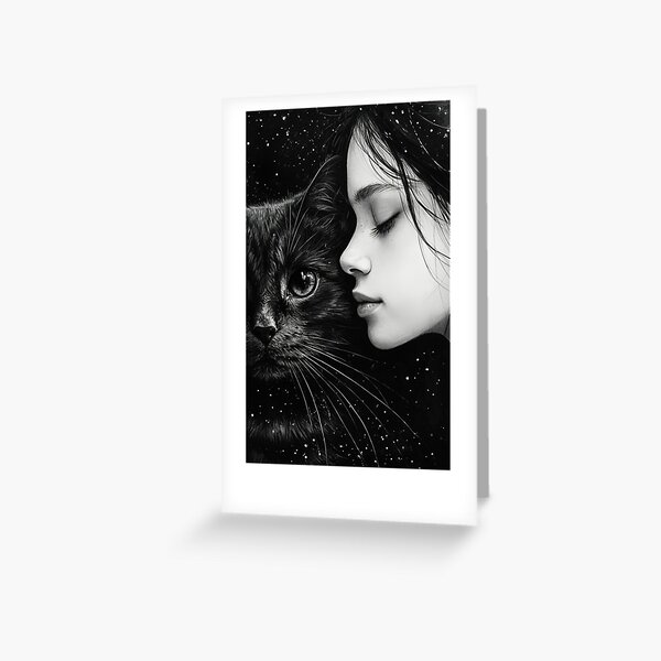 Black cat paint Greeting Card