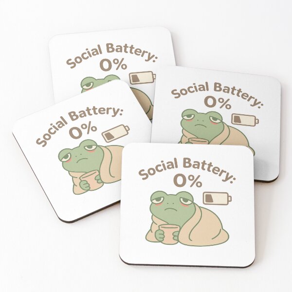 Item preview, Social Battery Frog – “0% Energy Left” designed and sold by KazyWeeb.