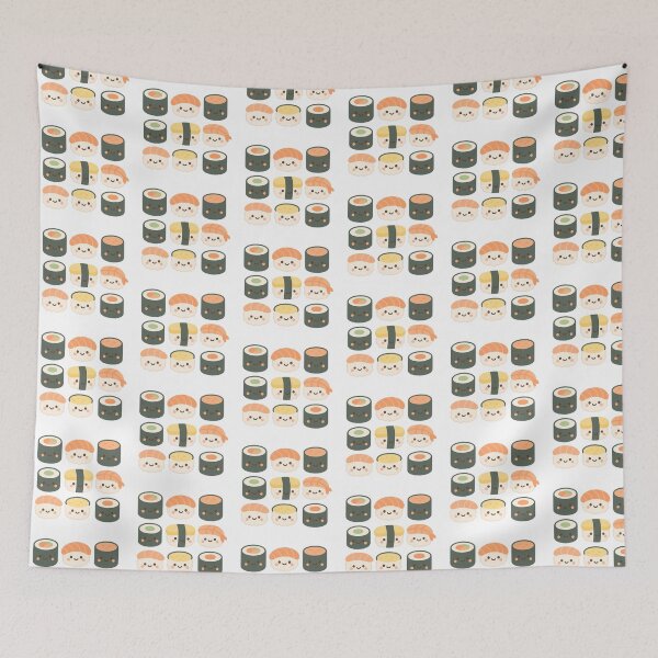 Item preview, Kawaii Sushi Faces Pattern - Cute Pastel Sushi Illustration designed and sold by GinColorist.