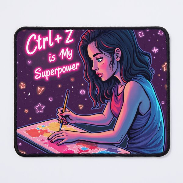 Vista previa del artículo con la obra «Ctrl+Z es mi superpoder», diseñado y vendido por ThinkBlitz.