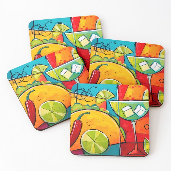 Item preview, Celebrate Cinco de Mayo with Tacos Lime Slices and Icy Cocktails in a Burst of Bold Geometric Color designed and sold by OlfactoART Studio.