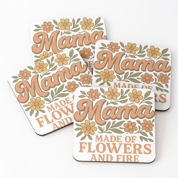 Item preview, Mama Made of Flowers and Fire – Retro Floral Design designed and sold by VIBE CRAFT STUDIO.