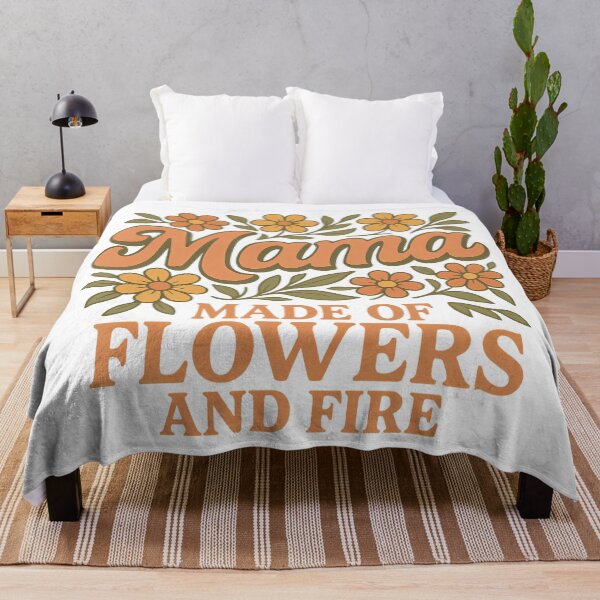 Item preview, Mama Made of Flowers and Fire – Retro Floral Design designed and sold by VIBE CRAFT STUDIO.