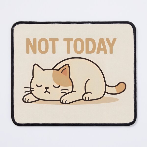 Item preview, Lazy Cat Illustration with Not Today Quote designed and sold by Amr Siam.