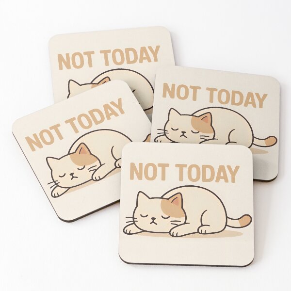 Item preview, Lazy Cat Illustration with Not Today Quote designed and sold by Amr Siam.