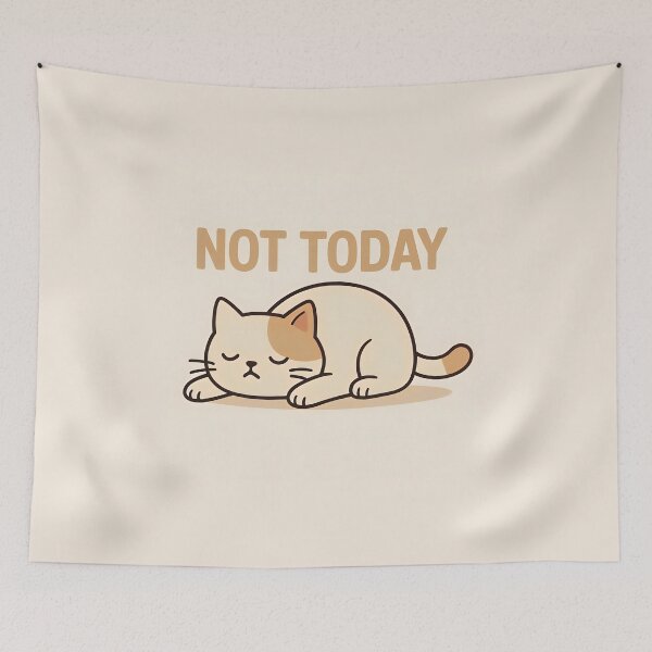 Item preview, Lazy Cat Illustration with Not Today Quote designed and sold by Amr Siam.
