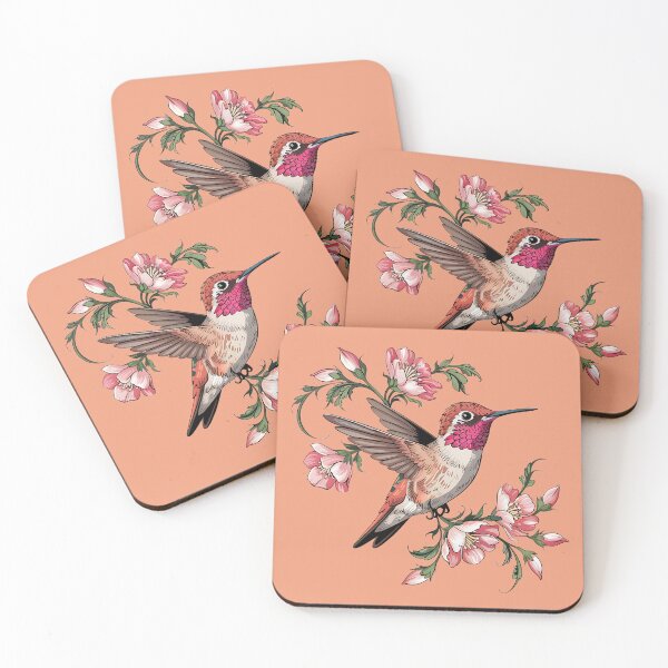 Item preview, Rufous Hummingbird with Pink Blossoms designed and sold by BirdsnStuff.
