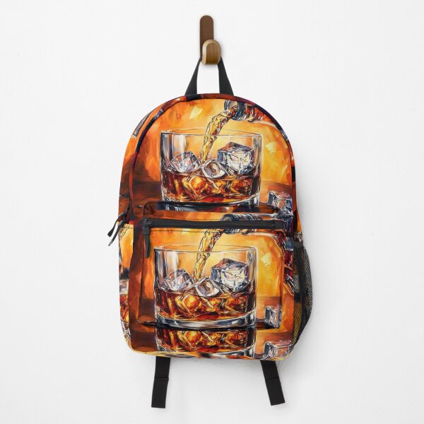 Item preview, Pouring the Perfect Drink - Ice and Whisky Meet in a Vibrant Glow Abstract Digital AI Generated Art designed and sold by OlfactoART Studio.