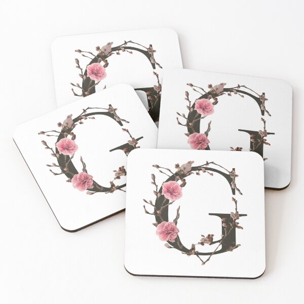 Item preview, Elegant Floral Letter G - Botanical Alphabet Art with Pink Flowers designed and sold by Psycho-Crazy.
