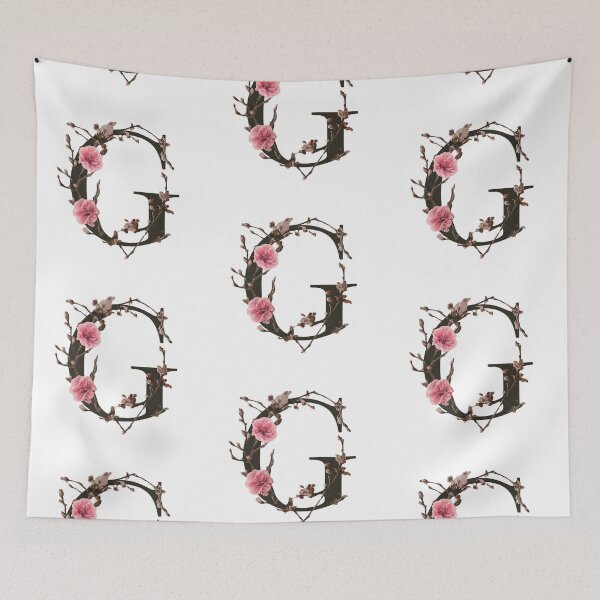 Item preview, Elegant Floral Letter G - Botanical Alphabet Art with Pink Flowers designed and sold by Psycho-Crazy.