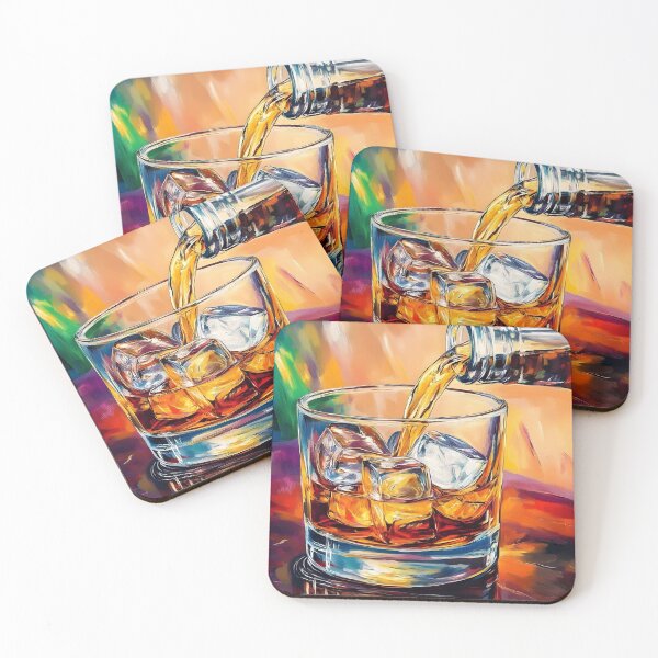 Item preview, Celebrate the Art of the Pour - Whiskey Meets Ice in a Symphony of Warm Tones and Bold Colors designed and sold by OlfactoART Studio.