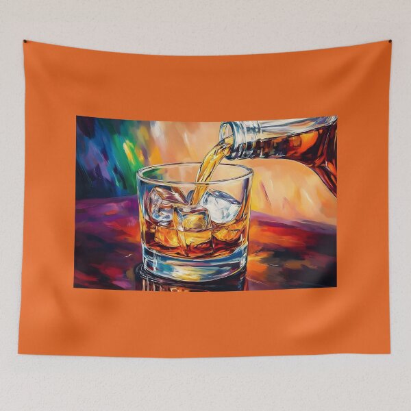 Item preview, Celebrate the Art of the Pour - Whiskey Meets Ice in a Symphony of Warm Tones and Bold Colors designed and sold by OlfactoART Studio.