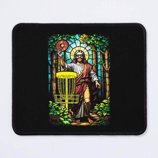 Item preview, Disc Golf Jesus Christ Stained Glass Forest Basket Golfer designed and sold by GrandeDuc.