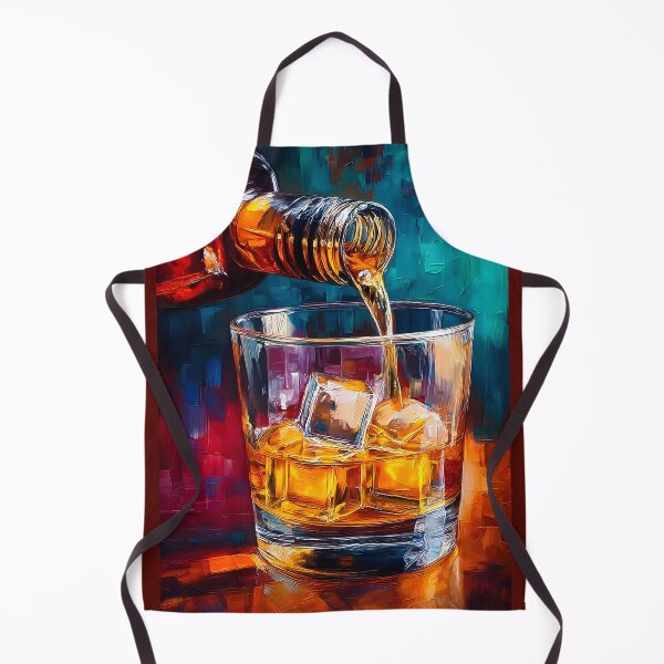 Item preview, Pouring with Style - Golden Whiskey Cascades into Ice Amid a Bold and Elegant Backdrop designed and sold by OlfactoART Studio.