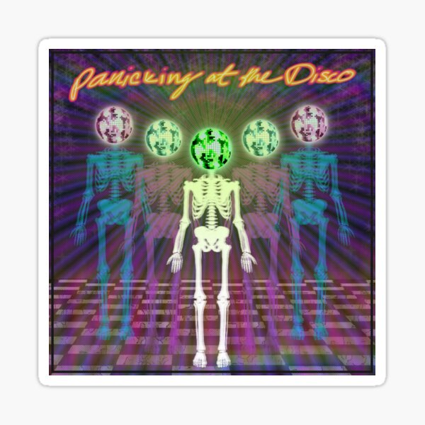 Item preview, Panicking at the Disco – Neon Skeleton Retro Pop Poster designed and sold by remipebbles.