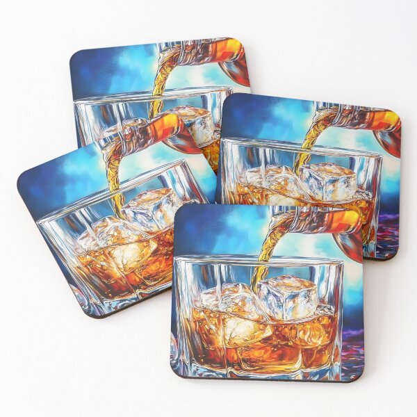 Item preview, Chill in Motion - Golden Whiskey Meets Ice in a Bold and Refreshing Composition designed and sold by OlfactoART Studio.