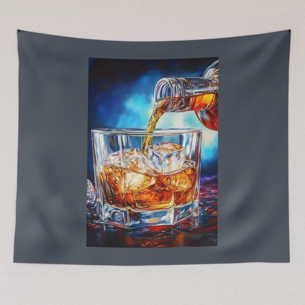 Item preview, Chill in Motion - Golden Whiskey Meets Ice in a Bold and Refreshing Composition designed and sold by OlfactoART Studio.