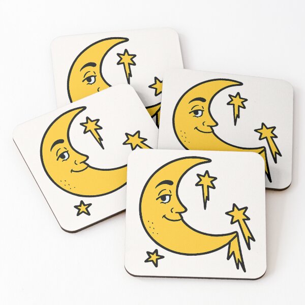 Item preview, Cute Crescent Moon with Stars Cartoon Art designed and sold by weirdfishes123.