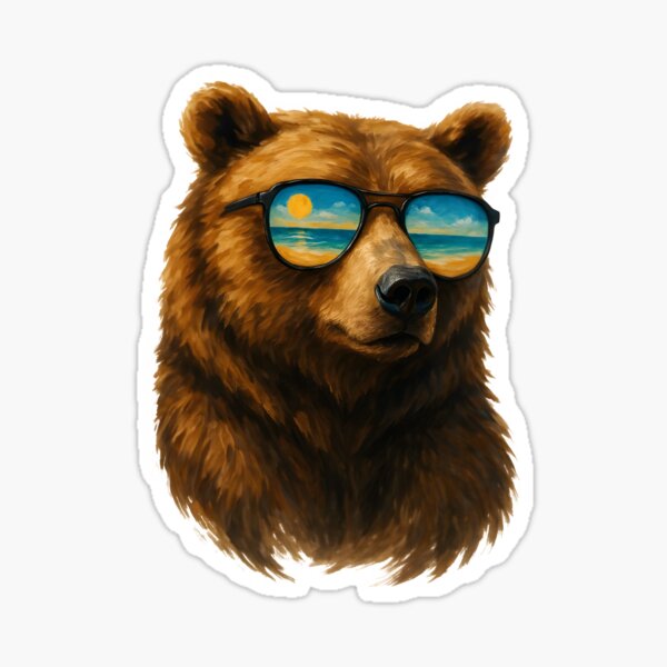 Item preview, summer illustration, happy vibes, sunglasses bear designed and sold by MKvision.