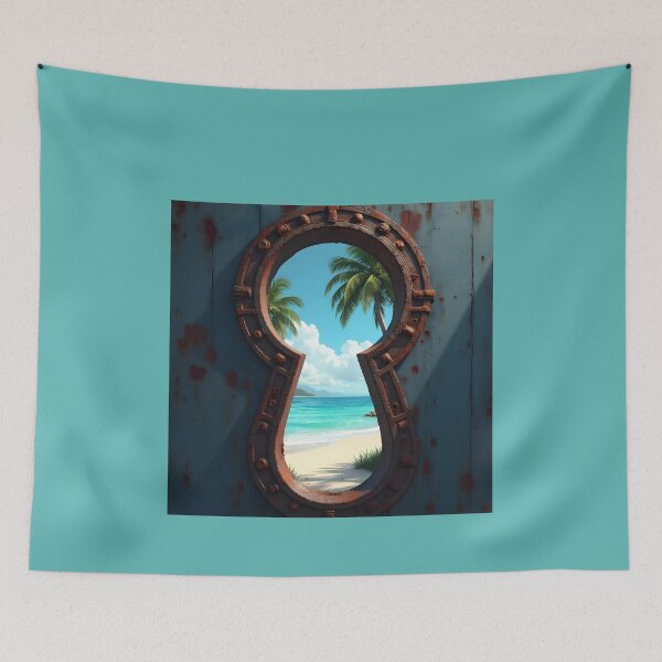 Item preview, key hole view of caribbean beach designed and sold by seahorse crossing.